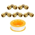thumbnail image 1 of 5 Pack 90 Degree Elbow, 3/8 Inch Male x 3/8 Inch Male Brass Right Angle Pipe Fitting, Connector for Fluid Gas Fuel Oil Pipe, 30x30mm, 1 of 6
