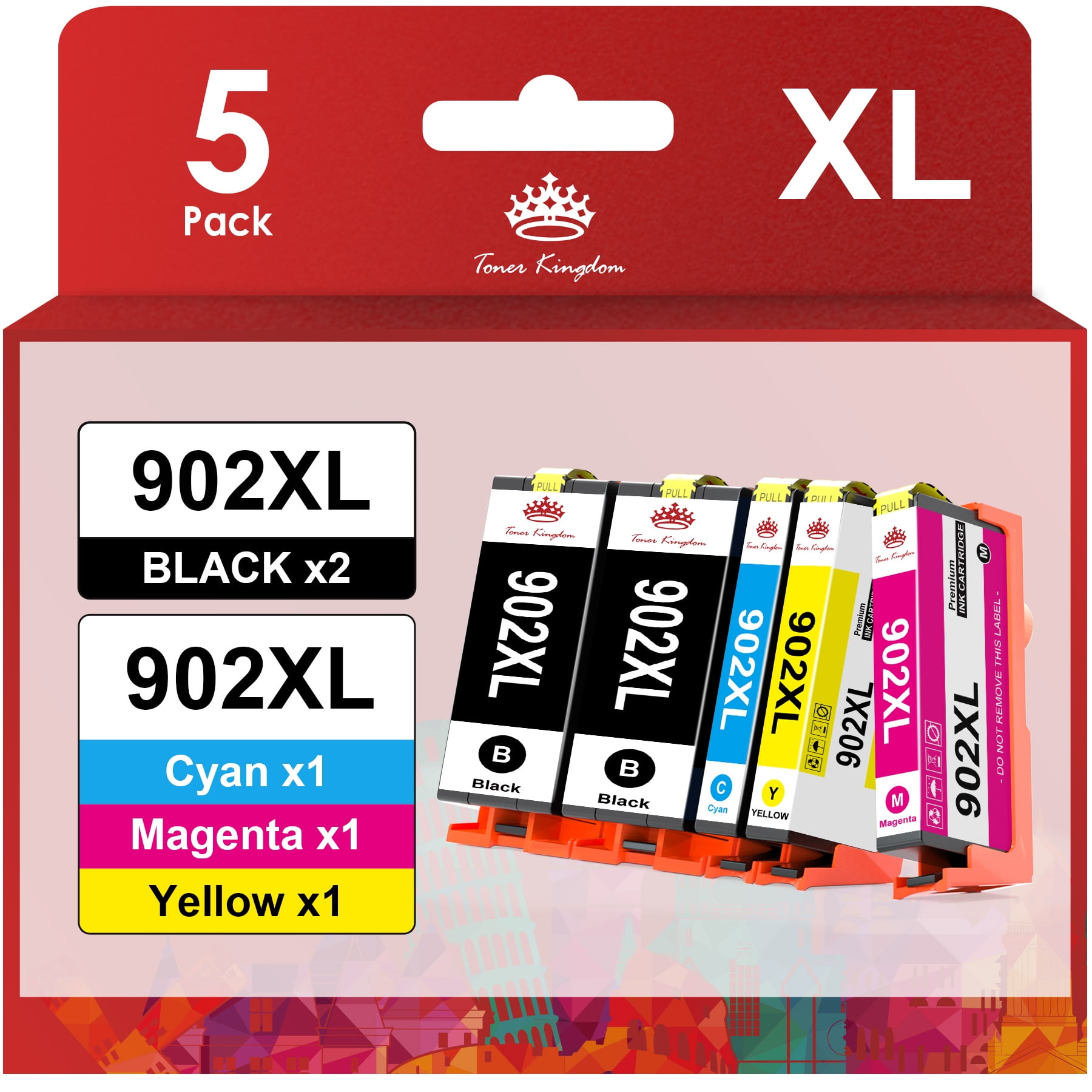 5Pack 902XL Ink Cartridges 902 Ink 902 Ink Cartridges Replacement for