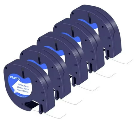 5 Pack 91331 Compatible with Dymo Letratag Refills Replacement for Dymo Label Maker 12mm x 4m(1/2" x 13') Colored Plastic Label Tape for Letra Tag LT 100H 100T QX50 Handheld Label Maker Tape Refill