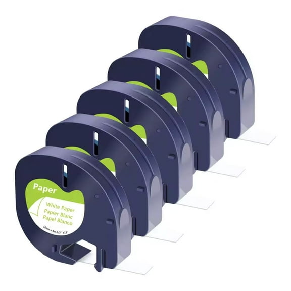 5 Pack 913310 Compatible with Dymo Letratag Refills Replacement for Dymo Label Maker 12mm x 4m(1/2" x 13') Colored Plastic Label Tape for Letra Tag LT 100H 100T QX50 Handheld Label Maker Tape Refill