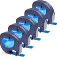 thumbnail image 1 of 5 Pack 91335 Compatible with Dymo Letratag Refills Replacement for Dymo Label Maker 12mm x 4m(1/2" x 13') Colored Plastic Label Tape for Letra Tag LT 100H 100T QX50 Handheld Label Maker Tape Refill, 1 of 5