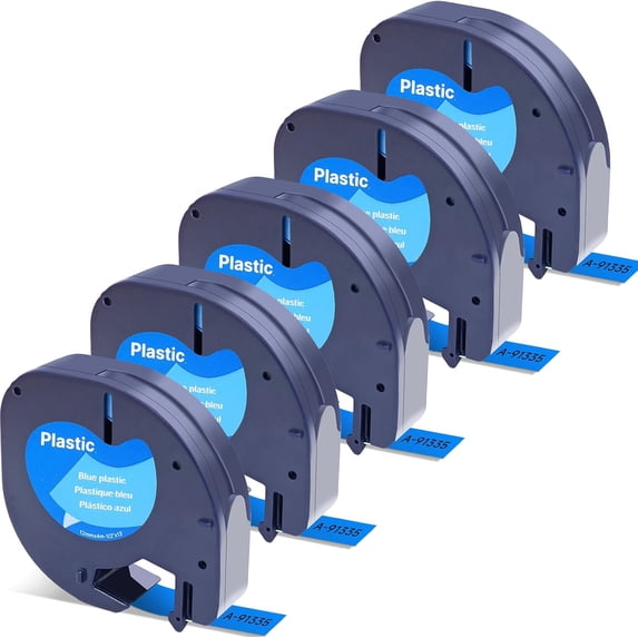 5 Pack 91335 Compatible with Dymo Letratag Refills Replacement for Dymo Label Maker 12mm x 4m(1/2" x 13') Colored Plastic Label Tape for Letra Tag LT 100H 100T QX50 Handheld Label Maker Tape Refill