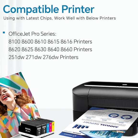 5-Pack 950XL 951XL Ink Cartridges Combo Pack Compatible for  950 951 Ink Cartridges Combo Pack