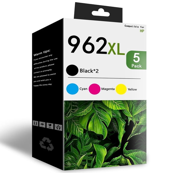962 XL Ink cartridges Combo Pack Compatible for HP 962 OfficeJet Pro 962XL Ink Cartridge, 5-Pack, Black Cyan Magenta Yellow