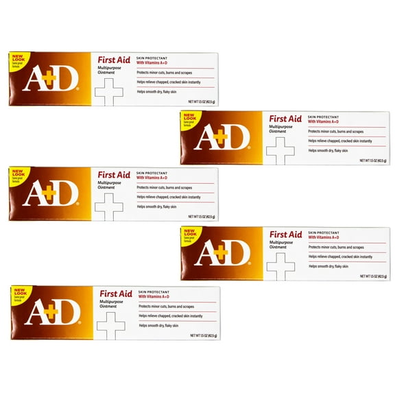 5 Pack - A+D First Aid Healing Ointment, Moisturizing Skin Protectant for Minor Cuts, Burns and Scrapes, Helps Smooth Dry, Flaky Skin, 1.5 OZ