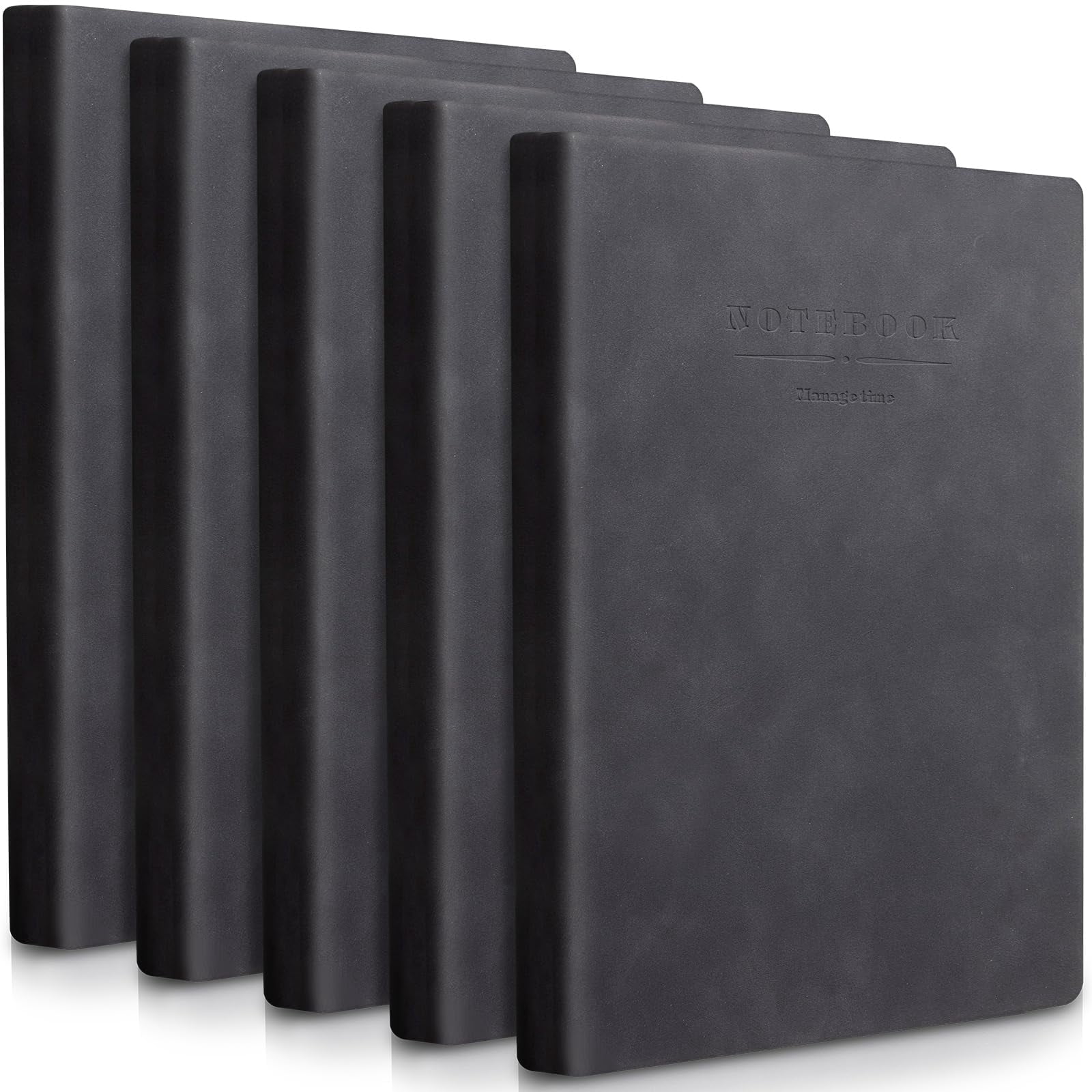 5 Pack A4 Notebooks Large Journal 360 Pages Leather Softcover Hardcover Thick Paper Lined Note Writing Notepad For Travel Office School Business  8.5'' X 11''(black)