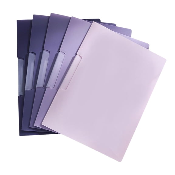 5 Pack A4 Rotating Clamp File Folders, Plastic Document Organizer Sleeves, Hold 30 Sheets, for Back to School, Classroom, Office and Paperwork Use, by Cosmug, Violet
