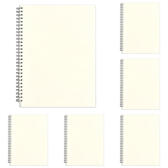5 Pack A6 Clear Cover Spiral Pocket Notebook 4.13x5.7in, Beige Sturdy Metal Coil Writing Journal Bundle, Thick Cream Inner Paper Pad For Home Office Daily Scheduling & Event Reminder Storage