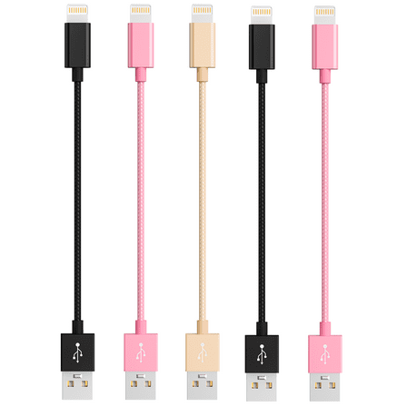 5 Pack ACE Phone Charger 10 inch / 25CM, MFi Certified Short Cords,Nylon Braided Lightning Charging Portable Travel Cables for 13/13Mini/12/11/XS/XR/8/7 Plus/6S/SE/6/5