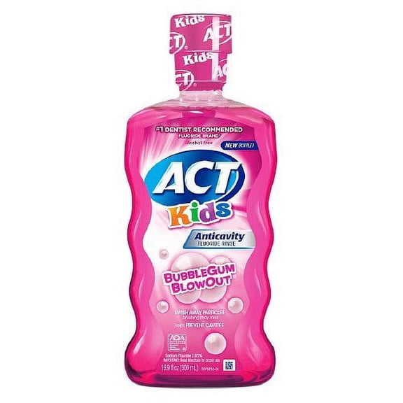 5 Pack ACT Kids, Anticavity Fluoride Rinse, Bubblegum Blowout - 16.9 oz