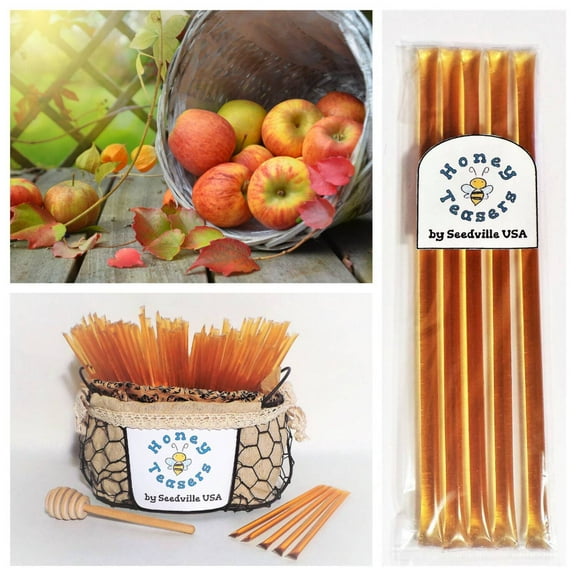 5 Pack APPLE HONEY TEASERS Natural Honey Snack Sticks Honeystix Straws