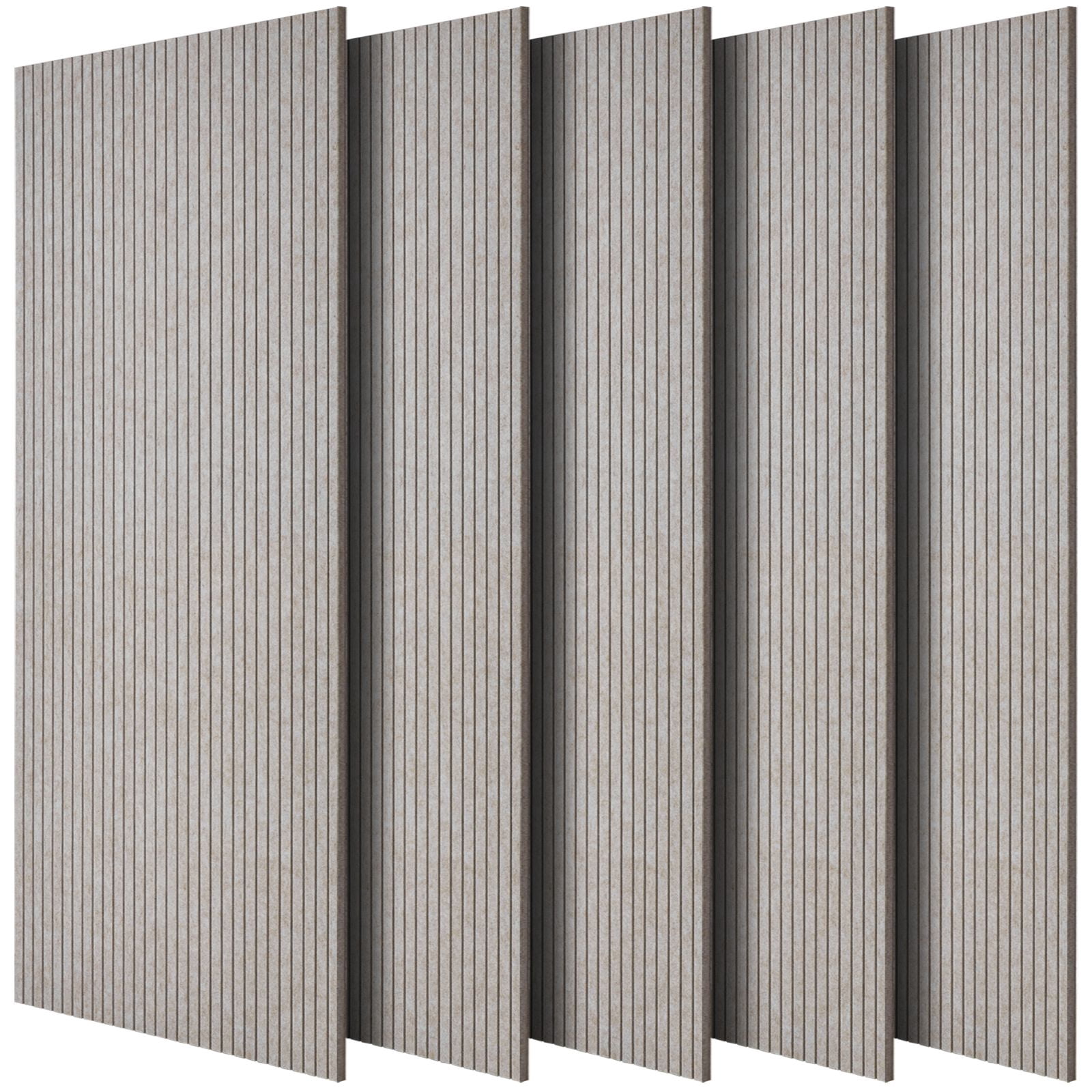 5 Pack Acoustic Panels with Self Adhesive, 47.2 x 23.6 x 0.4 inch Sound Proof Foam Panels, Polyester Fiber Soundproof Wall Panels High Density, for Home, Studio, Office, Theater, Camel