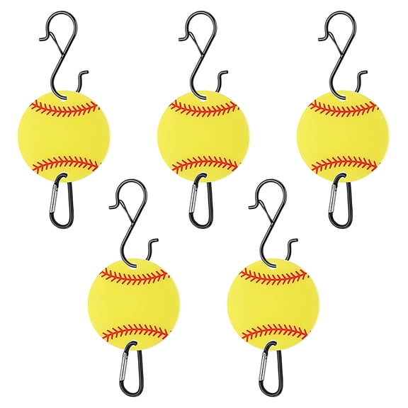 5-Pack Acrylic Baseball Bat Hooks Wall Mount Display Rack for Cap Hat Gear Fence Garage Entryway Storage Organizer Yellow