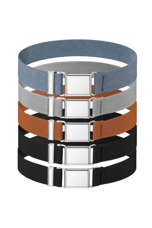 5 Pack Adjustable Elastic Stretch Belts for Kids in Various Colors