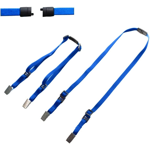 5 Pack - Adjustable Face Mask Lanyard with Safety Breakaway Lanyards with Two Clips for Ki ds & Adults - Strap Length Adjusts from 18”-30” to Fit Small & Large Sizes by Specialist ID (Royal Blue)