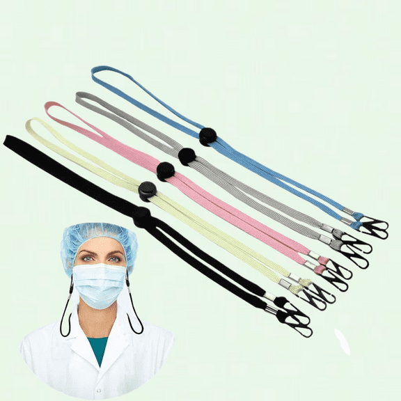 5 Pack Adjustable Length Face Mask Strap, Convenient and Handy Mask Holder, Beige 6#