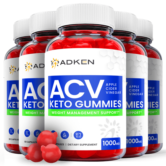 (5 Pack) Adken Keto ACV Gummies - Supplement for Weight Loss - Energy & Focus Boosting Dietary Supplements for Weight Management & Metabolism - Fat Burn - 300 Gummies