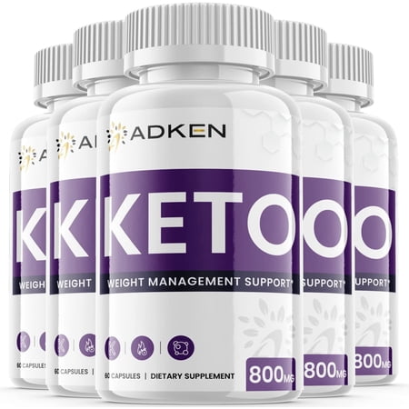 (5 Pack) Adken - Keto Weight Loss Formula - Energy & Focus Boosting Dietary Supplements for Weight Management & Metabolism - Advanced Fat Burn Raspberry Ketones Pills - 300 Capsules