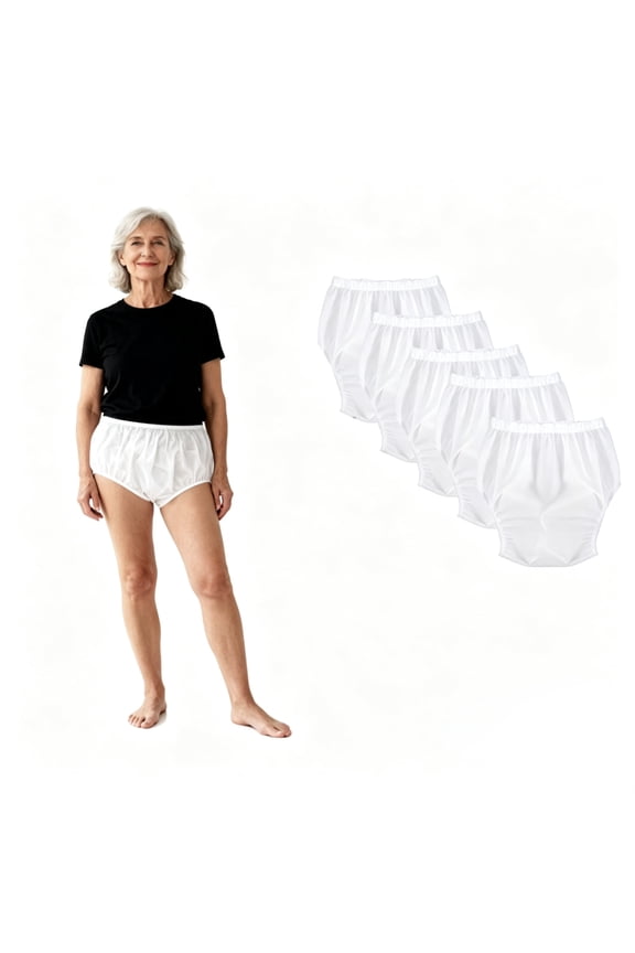 5 Pack Adult Waterproof Plastic Pants, Reusable Washable Diaper Covers, Soft Comfort Underwear for Daily Travel & Incontinence Use (Small)