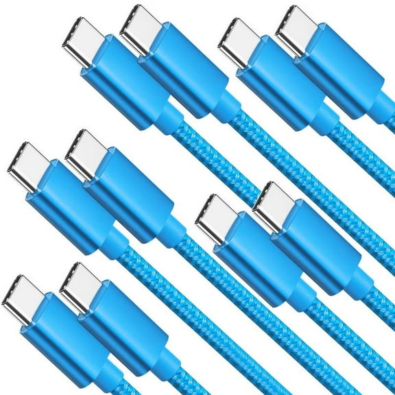 Afflux (5 Pack) USB-C PD Fast Charger Type C Charging Cable for Samsung Galaxy S24 S23 S22 S21 Ultra Plus, Compatible with iPhone 15 / 16 Pro Max Plus, iPad Pro, Universal for USB-C (3ft, Blue)