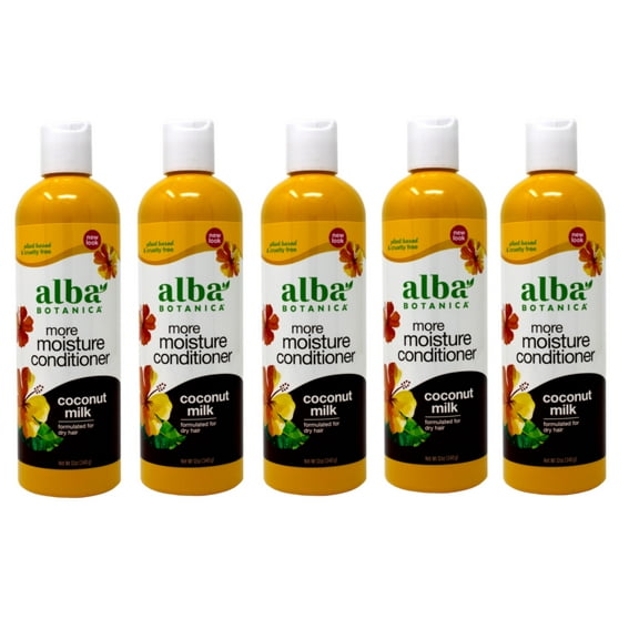 5 Pack Alba Botanica Hawaiian Conditioner, Coconut Milk Mega Moisture 12 Oz Each