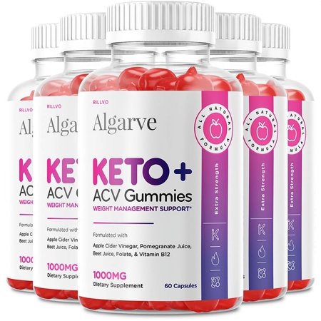 (5 Pack) Algarve Keto Gummies - Algarve Keto ACV Gummy’s - Supplement for Weight Loss - Energy & Focus Boosting Dietary Supplements for Weight Management & Metabolism - 300 Gummies