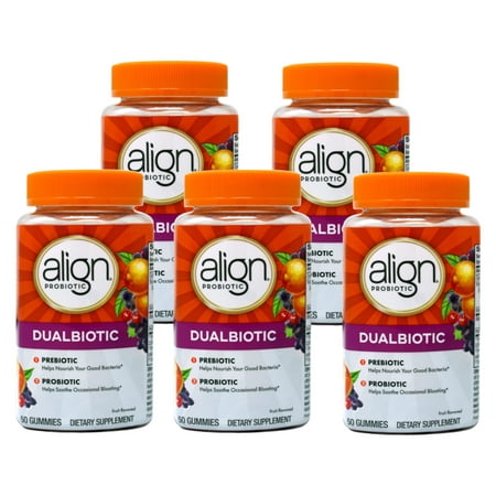 5 Pack - Align Digestive Health Prebiotic + Probiotic Gummies Fruit Flavored - 50 Ct