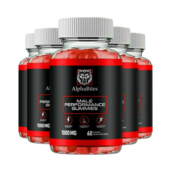 5-Pack Alpha Bites Male Gummies - AlphaBites Natural Support For Men - 300 Gummies