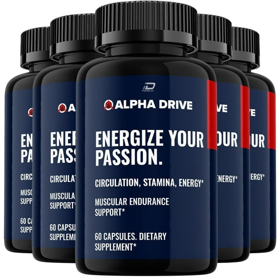 (5 Pack) Alpha Drive Capsules for Men Extra Strength - Alpha Drive Advanced Formula Supplement with Horny Goat Weed - Alpha Drive Pills Reviews (300 Capsules)