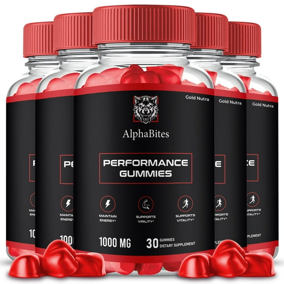 (5 Pack) AlphaBites Gummies for Men, Maximum Strength Formula, Alpha Bites Supplement for Men