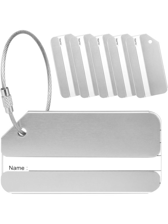 5-Pack Aluminum Luggage Tags with Stainless Steel Cables, Cut-Proof & Anti-Theft Metal ID Name Tags for Suitcases, Secure Travel Accessories Gift Set