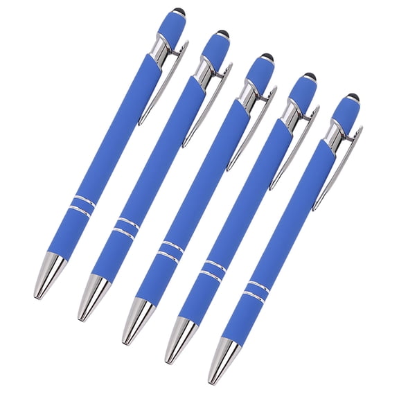 5-Pack Aluminum Stylus Pens with 0.5mm Fine Point for Writing and Touchscreen Use, 10ml Ink Capacity, Metal Body with Soft Tip for Phones and Tablets