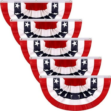 5 Pack American Flag Bunting Pleated Fan Independence Day American Patriotic Decorations Bunting Flag July 4th Decoration US Flag Banners Fourth Outdoor Decorations