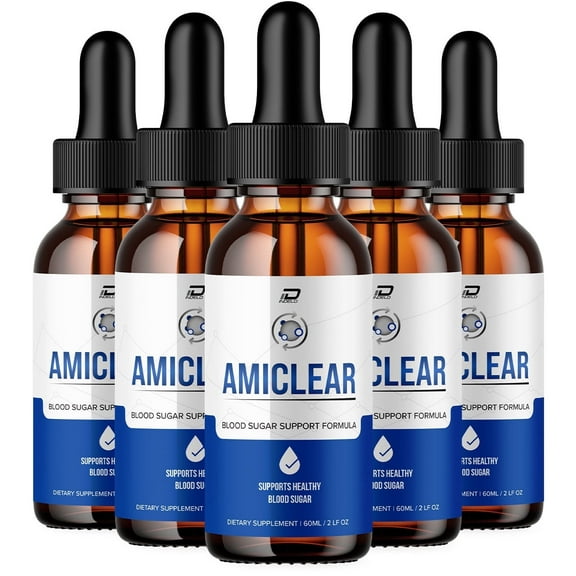(5 Pack) Amiclear Drops Supplement, Amiclear 24 Hour Liquid Supplement, Amiclear Drops Reviews, Max Strength Organic Herbal Blend for Energy Circulation (5 Month Supply)
