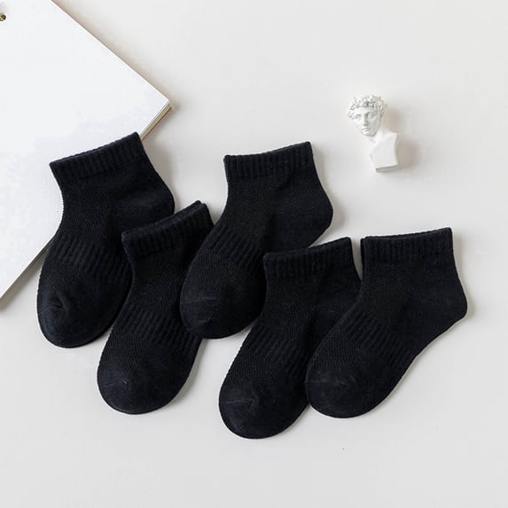 5 Pack Ankle Socks for Toddlers Kids Cotton 1-12 Years Boys & Girls Casual Solid Breathable Moisture-Wicking Athletic Workout Crew Sock
