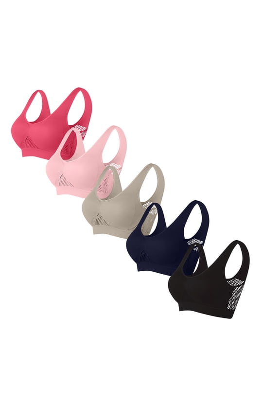 5 Pack Anti Sagging Bras for Older Women Cooling Comfort Wireless Sports Bra Breathable Lift Up Air Bra