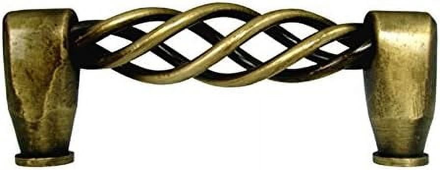 5 Pack Antique Brass 3" Inch (76mm) Hole Centers Kitchen Cabinet Drawer Hardware Cage cage Wire Swirl Handle Pulls 1300-76