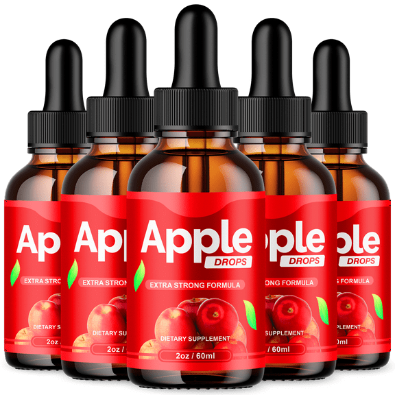 (5 Pack) Apple Drops Advanced Supplement for Healthy Weight Support, Delicious Daily Liquid Vitamin 150 Servings