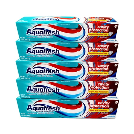 5 Pack - AquaFresh Cool Mint Toothpaste Cavity Protection 5.6 Oz Each