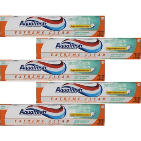 5 Pack Aquafresh Fluoride Toothpaste Extreme Clean Fresh Mint 5.6 Ounce
