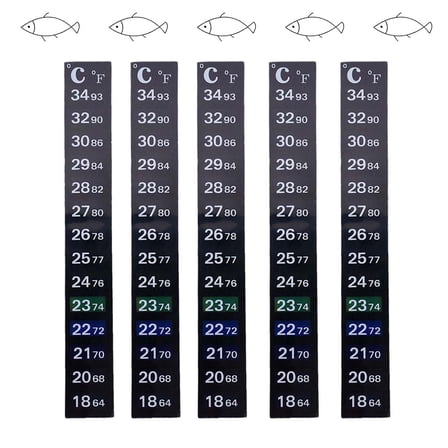5 Pack Aquarium Thermometer Strips Stick on Fish Tank Temperature Gauge 64-93 °F