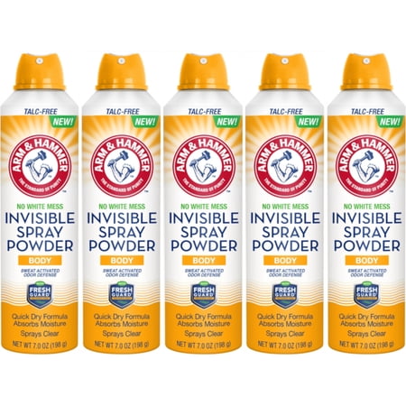5 Pack Arm & Hammer No White Mess Invisible Spray Powder, 7 Ounces each