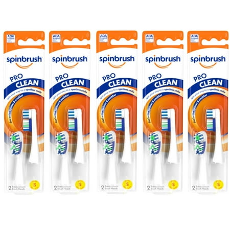 5 Pack - Arm & Hammer Spinbrush Pro Clean Replacement Brush Heads Soft 2 in Each