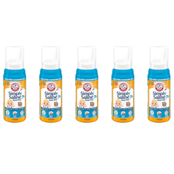 5 Pack - Arm and Hammer Simply Saline Baby Nasal Relief Mist 1.6 Ounce Each