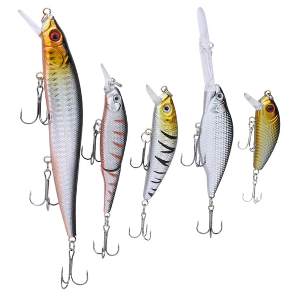 5-Pack Artificial Fishing Lure - Saltwater & Freshwater Bait with Treble Hook - Fish Tackle Accessories