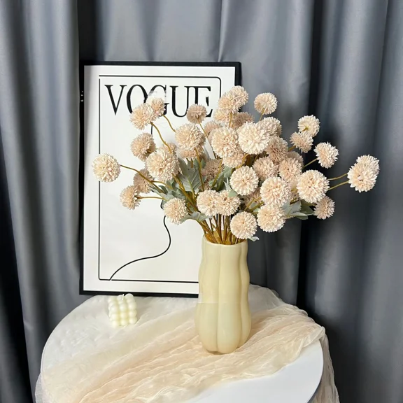5-Pack Artificial Hydrangea Flowers - Autumn White Lifelike Plastic Flower Stems, Handmade Flower Stems for Halloween, Fall Home Decor, DIY Arrangements, Table Decorations
