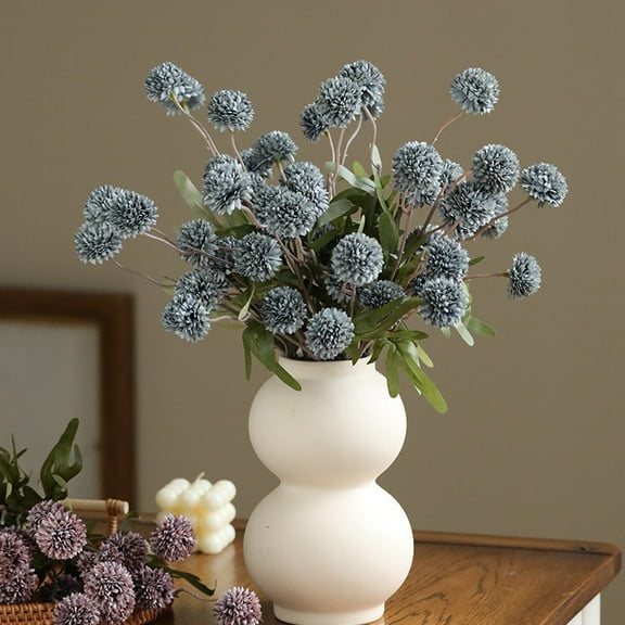 5-Pack Artificial Hydrangeas - Autumn Blue Lifelike Plastic Stems, Handmade Flower Stems for Halloween, Fall Home Decor, DIY Arrangements, and Table Decorations