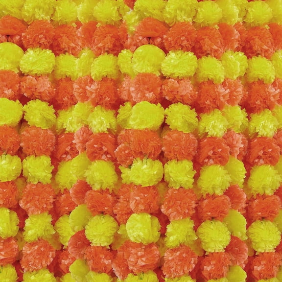 5 Pack Artificial Marigold Garland 5 Feet Yellow Orange Artificial Marigold Flowers for Diwali Decorations, Day of the Dead, Wedding Displays Garlands Decor