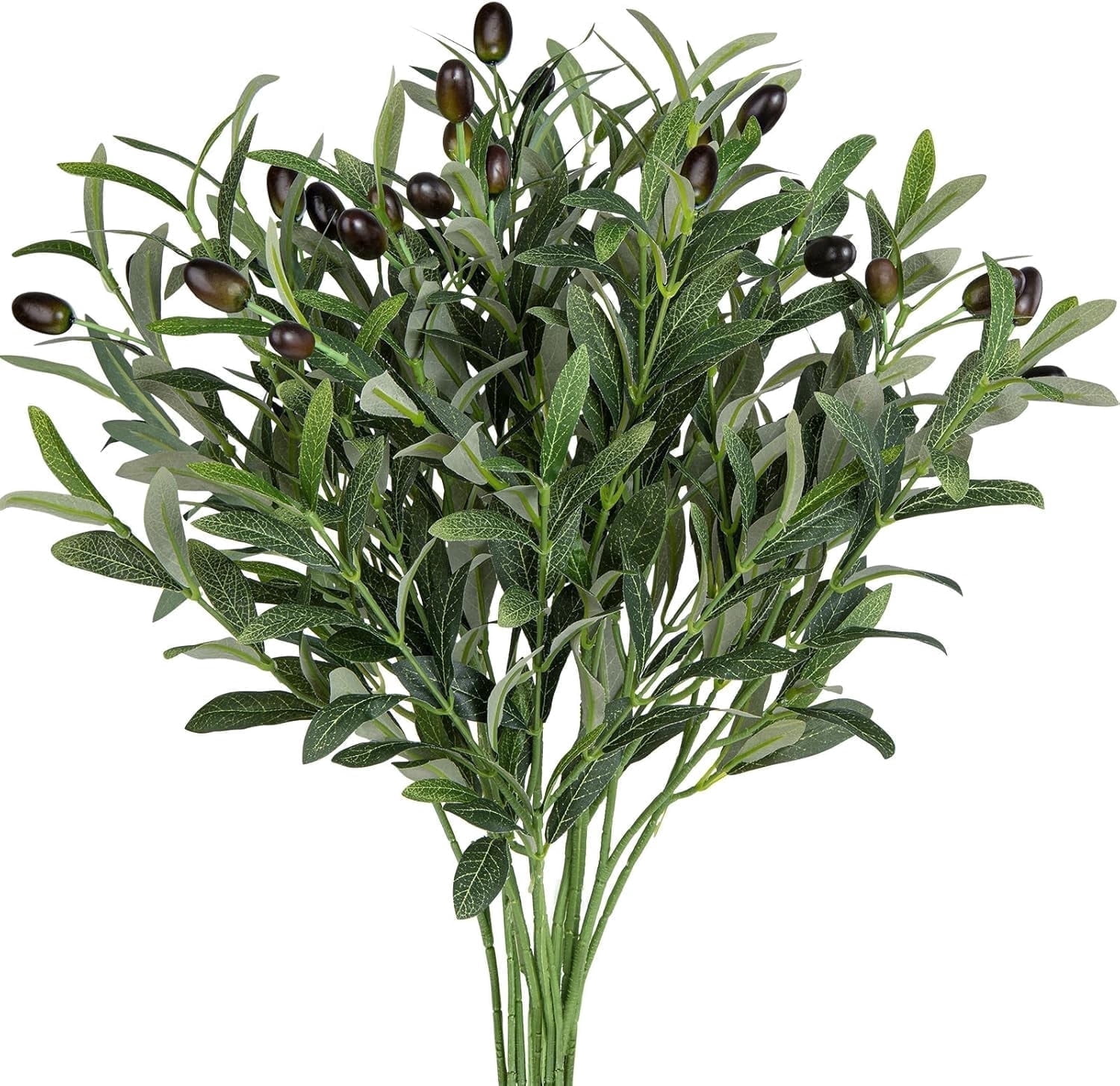 5 Pack Artificial Olive Branches 19" Fake Plants Silk Greenery Stems Olive Leaves Trees for Home Office Wedding Christmas Decor