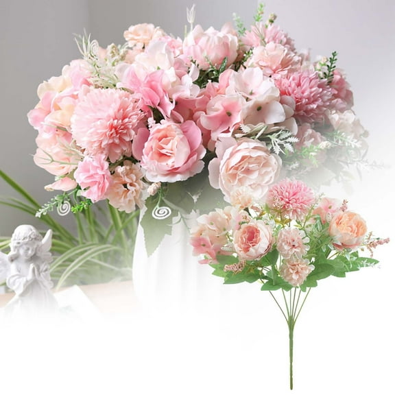 5 Pack Artificial Peony Flowers - Realistic Silk Hydrangea & Rose Bouquet for Wedding, Valentine’s Day, Home Decor, Table Centerpieces, and Party Arrangements